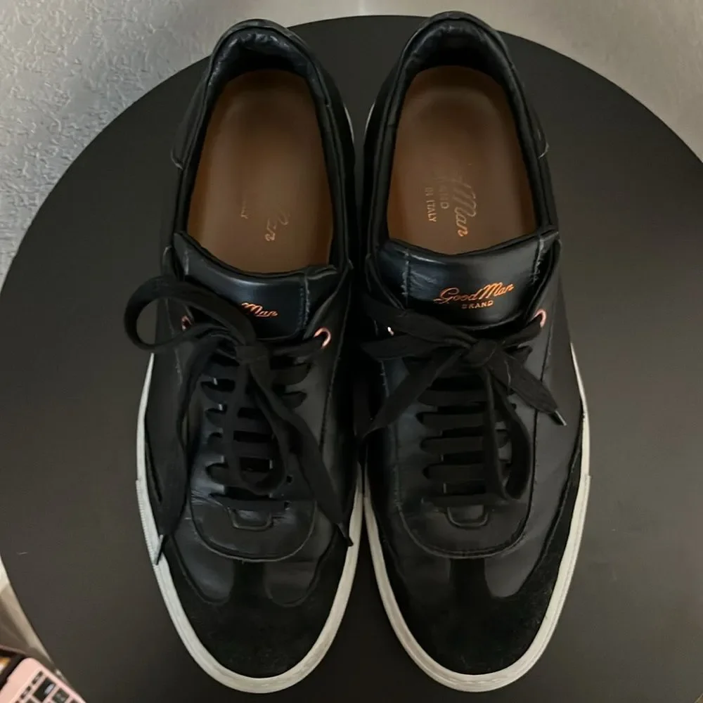 GOOD MAN BRAND Legend Court Sneaker Black Nappa Leather/Suede, Size 8.5 - Picture 2 of 10